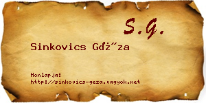 Sinkovics Géza névjegykártya